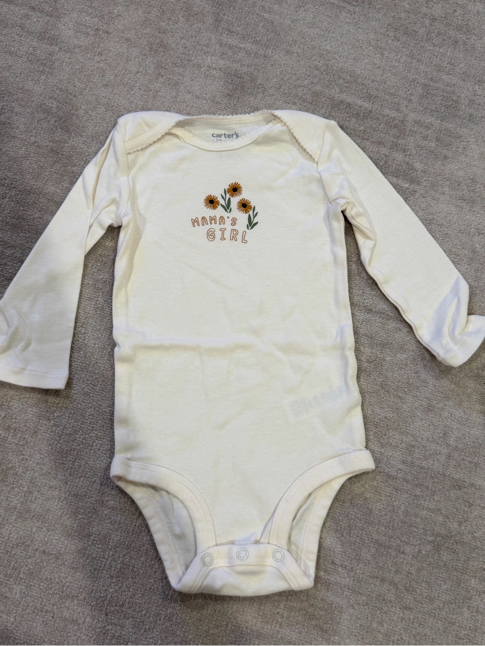 Carter's Cream Long Sleeve 'Mama's Girl' Sunflower Bodysuit